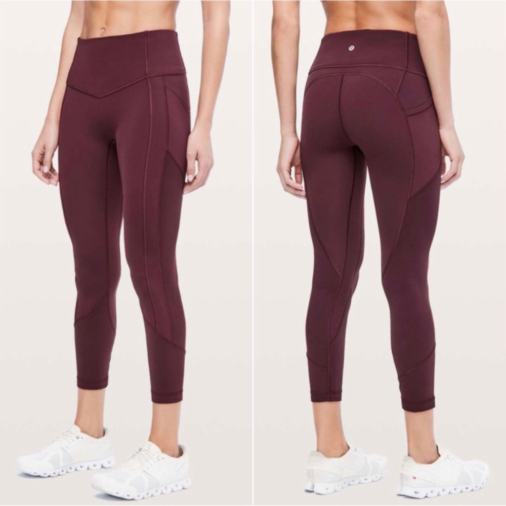 All the Right Places Crop II size 6, lululemon, burgundy.